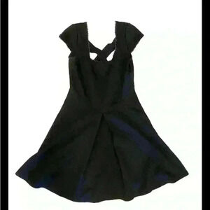 Free People Black Jacquard Cap Sleeve Skater Dress Size: XSmall